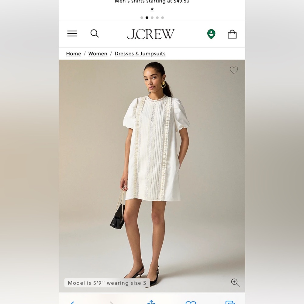 J. Crew Women's Lace Trim Pintuck Dress 3x